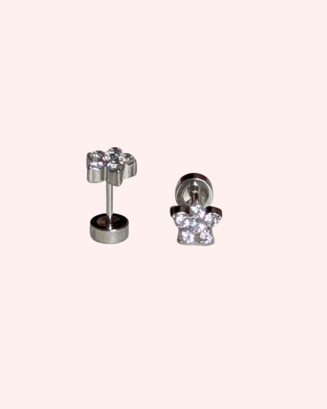 Silver crystal Star Stud